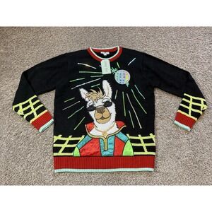 NWT HOLIDAY HYPE UGLY CHRISTMAS SWEATER, LLAMA IN THE CLUB, SIZE L